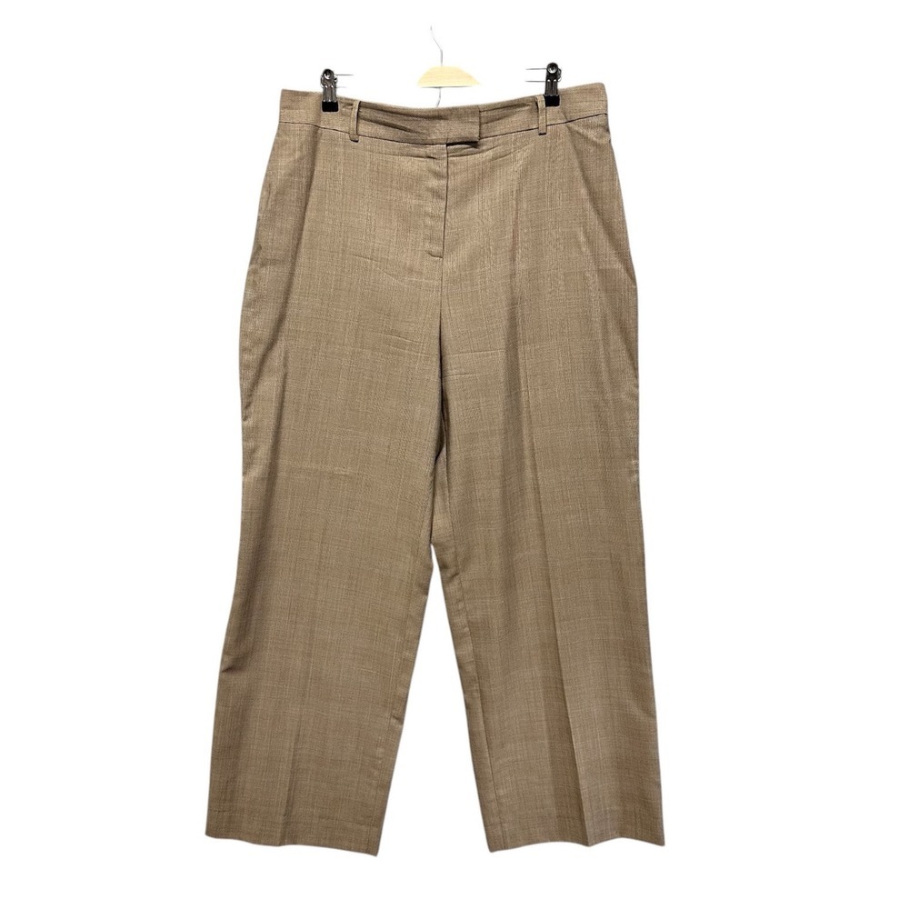 Oscar by Oscar de la Renta Wool Blend Wide Leg Trousers Women's Size 16 Brown